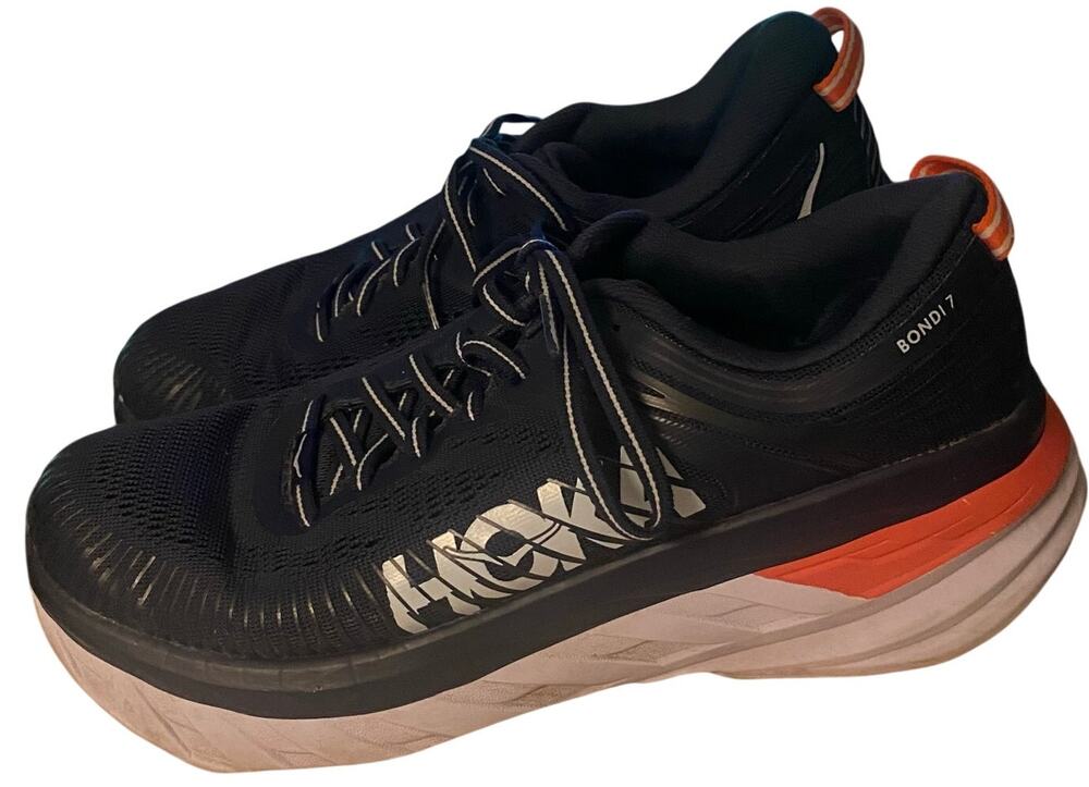 Hoka One One Bondi, Women’s Sneakers, Size 7.5, Navy Blue/Gray/Orange